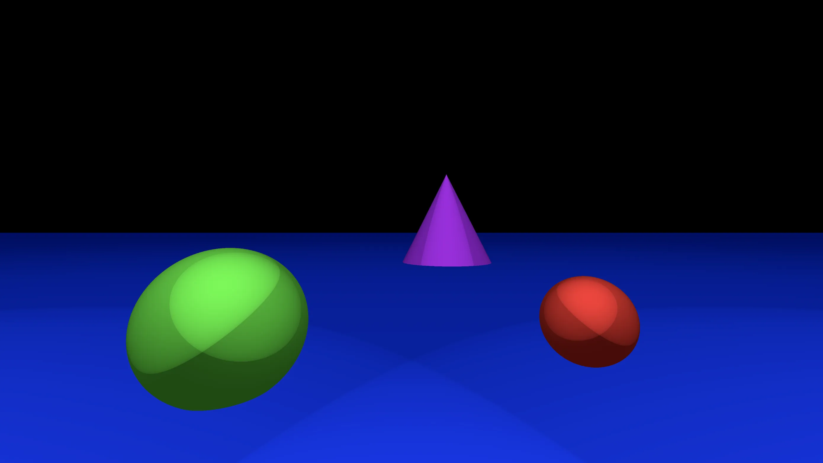 Rendu du RayTracer : sphères et cône sur un plan
