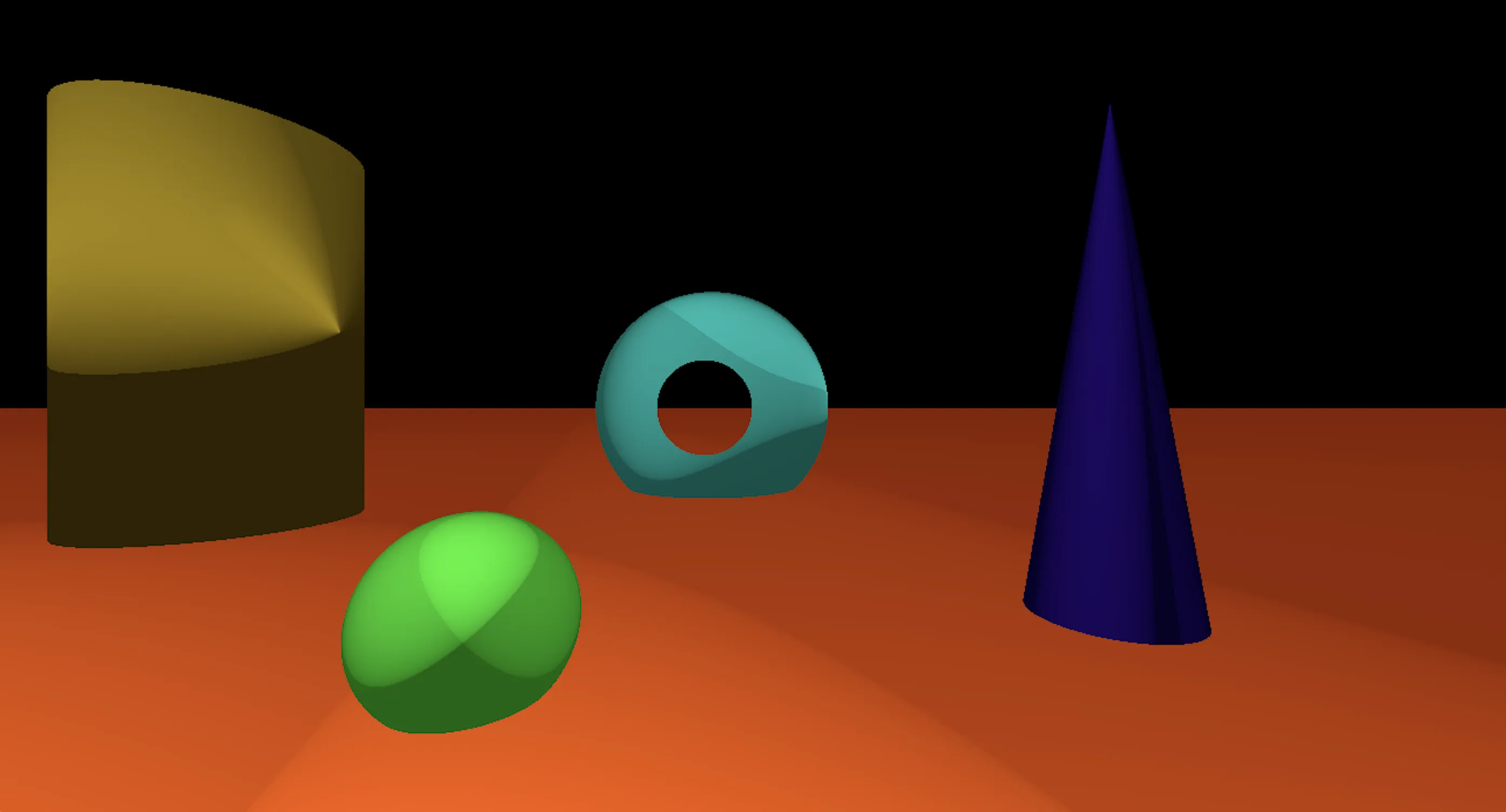Rendu du RayTracer : cylindre, tore, sphère et cône