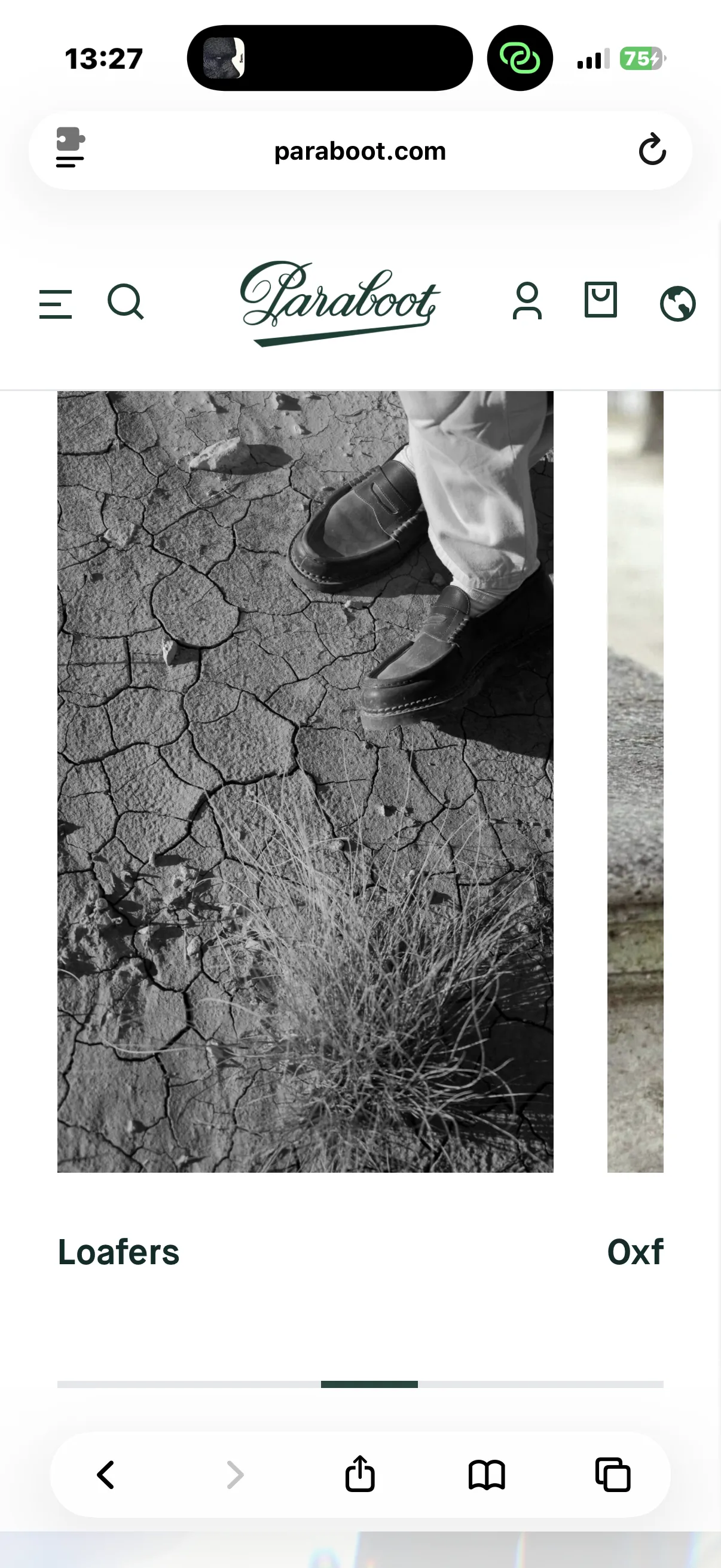 Site Paraboot sur mobile