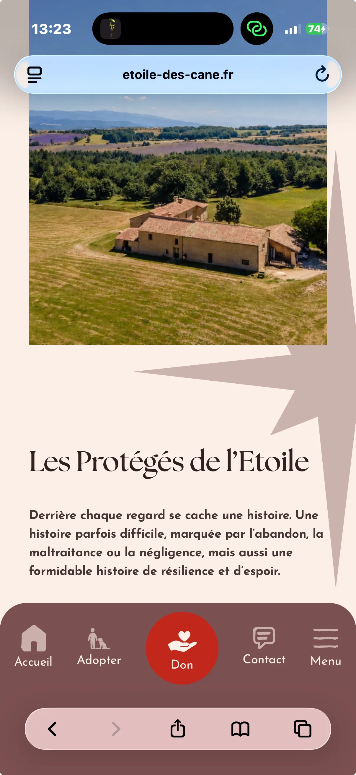 Site L'étoile des Cane sur mobile